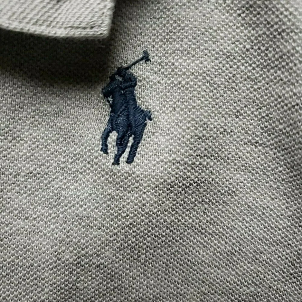 Polo Ralph Lauren Polo Shirt Mens XL Gray Cotton Knit Custom Slim Fit Logo Top